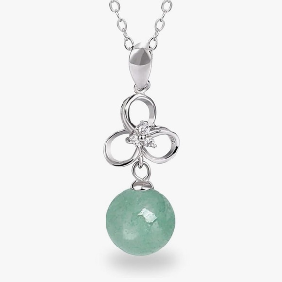 Jade Necklace, Sterling Silver Chain, NEW - Picture 1 of 4